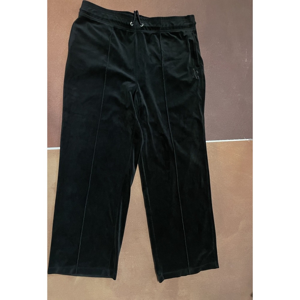 Juicy Couture Tracksuit Pants Velvet Black Wide Leg Size XL Comfort Fall Winter